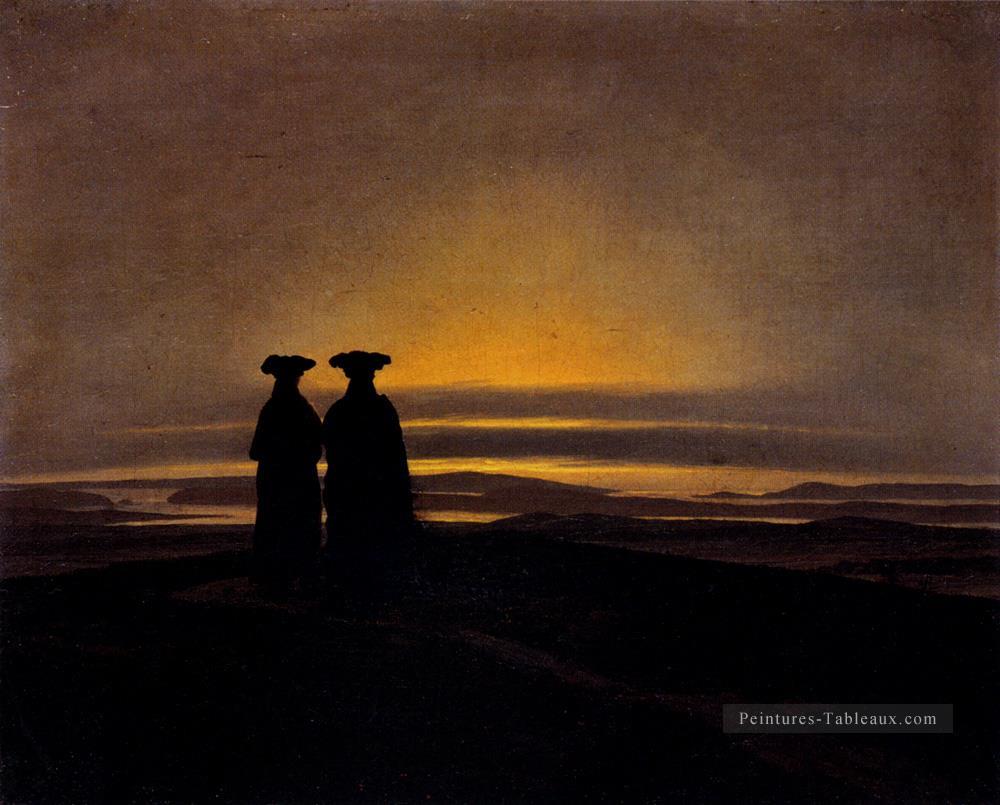 Sunset romantique Caspar David Friedrich Peintures à l'huile